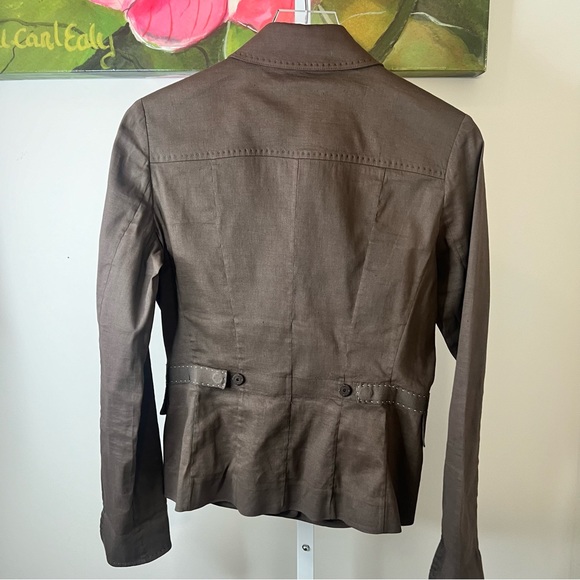 Elie Tahari Lightweight Brown Linen Jacket Shacket Blazer Size 6 - Picture 10 of 16